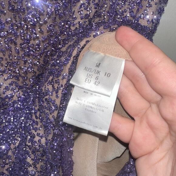 Bronx & Banco Lulu Feather Mini Dress Lilac Purple Sequin Embellished Size 6 - Picture 7 of 12
